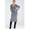 Sivé dámske priliehavé šaty s golierom