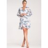 Vzdušné bielo-modré kvetinové midi šaty so zavinovacím výstrihom