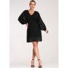 Čierne dámske mini šaty s viskózovou podšívkou