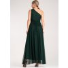 Tmavozelené dámske dlhé šaty so širokým ramienkom