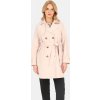 Pastelovo ružový dámsky dvojradový kabát s opaskom