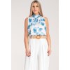 Bielo-modrá dámska blúzka bez rukávov