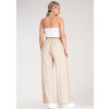 Béžové dámske viskózové boho nohavice s elastickým pásom
