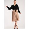 Béžová dámska elegantná skladaná midi sukňa