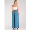 Modré dámske elegantné široké nohavice s vysokým pásom