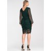 Tmavozelené dámske krátke sieťované šaty s riasením