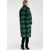 Zeleno-čierny dámsky dlhý vzorovaný kabát