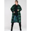 Zeleno-čierny dámsky dlhý vzorovaný kabát