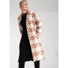 Béžovo-biely dámsky dlhý vzorovaný kabát