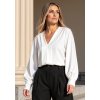 Biela dámska elegantná saténová blúzka