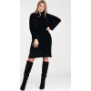 Čierne dámske svetrové šaty s rolákom