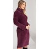 Vínové dámske svetrové šaty s rolákom