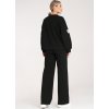 Čierna dámska tepláková súprava z viskózy so širokými nohavicami