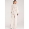 Béžová dámska tepláková súprava z viskózy so širokými nohavicami