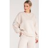 Béžová dámska tepláková súprava z viskózy so širokými nohavicami
