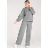 Sivá dámska tepláková súprava z viskózy so širokými nohavicami