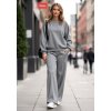 Sivá dámska tepláková súprava z viskózy so širokými nohavicami