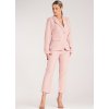 Dámsky ružový elegantný komplet so sakom a nohavicami