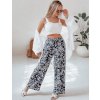 Bielo-modré dámske vzorované letné nohavice TROPICAL SUN
