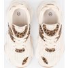 Smotanové dámske sneakersy na hrubej podrážke s leopardími detailmi