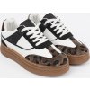 Dámske čierno-biele sneakersy s leopardími vsadkami
