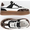 Dámske čierno-biele sneakersy s leopardími vsadkami