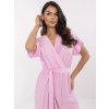 Svetloružový dámsky overal s obálkovým výstrihom