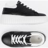 Čierne dámske tenisky na platforme s bielymi detailmi