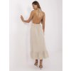 Béžové dámske mušelínové šaty s odhaleným chrbtom