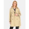 Svetlobéžový dámsky dvojradový kabát s opaskom