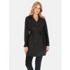 Čierny dámsky dvojradový kabát s opaskom