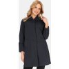 Tmavomodrý dámsky jednoradový kabát s golierom