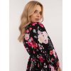 Čierne dámske kvetované mini šaty s výstrihom do V