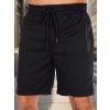Čierne pánske látkové kraťase s vreckami na zips