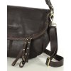 MARCO MAZZINI Tmavohnedá dámska veľká kožená crossbody kabelka (Veľkosť ONE SIZE)