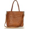 MARCO MAZZINI Camel dámska kožená shopper kabelka s vreckami (Veľkosť ONE SIZE)