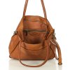 MARCO MAZZINI Camel dámska kožená shopper kabelka s vreckami (Veľkosť ONE SIZE)