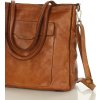 MARCO MAZZINI Camel dámska kožená shopper kabelka s vreckami (Veľkosť ONE SIZE)