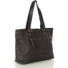 MARCO MAZZINI Čokoládovo hnedá dámska kožená shopper kabelka s priehradkami (Veľkosť ONE SIZE)