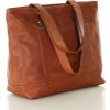 MARCO MAZZINI Hnedá dámska kožená shopper kabelka s priehradkami (Veľkosť ONE SIZE)