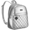 Peterson Módny strieborný prešívaný dámsky batoh so strieborným kovaním