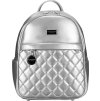 Peterson Módny strieborný prešívaný dámsky batoh so strieborným kovaním