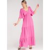 Ružové maxi šaty so zaväzovaním na chrbte