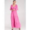 Ružové maxi šaty so zaväzovaním na chrbte
