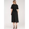 Čierne bavlnené midi šaty s golierom a pásikom