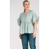 Mintová dámska blúzka z viskózy so širokými rukávmi
