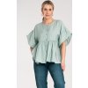 Mintová dámska blúzka z viskózy so širokými rukávmi