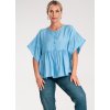 Svetlomodrá dámska blúzka z viskózy so širokými rukávmi