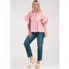 Ružová dámska blúzka z viskózy so širokými rukávmi