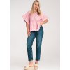 Ružová dámska blúzka z viskózy so širokými rukávmi